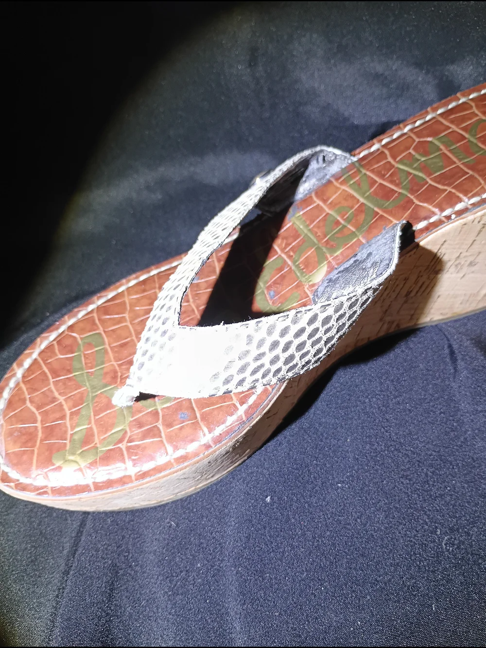 Sam Edelman Snakeskin Leather Cork Wedges